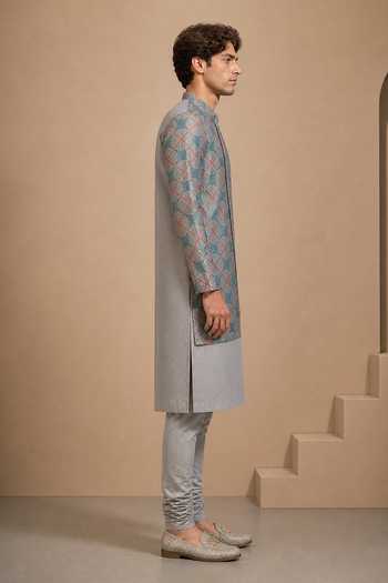 Buy_Mayank Modi - Men_Blue Muslin Double-layered Prism Kurta Set 