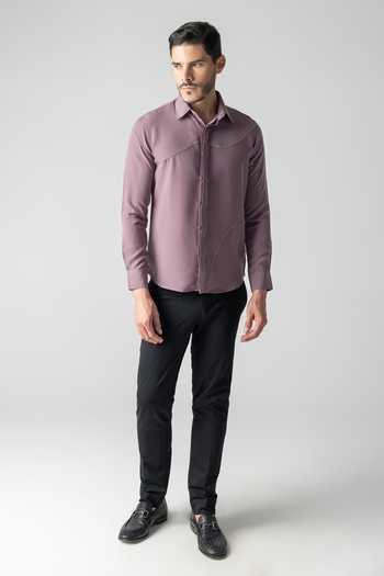Amit Arora_Mauve Polyester Abstract Metallic Shirt _Online_at_Aza_Fashions