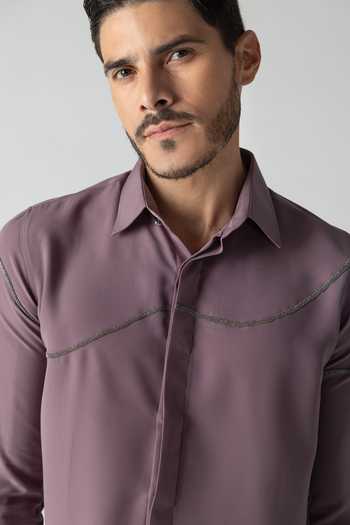 Buy_Amit Arora_Mauve Polyester Abstract Metallic Shirt 