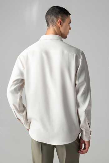Shop_Amit Arora_Ivory Polyester Embroidered Motif Shirt _at_Aza_Fashions