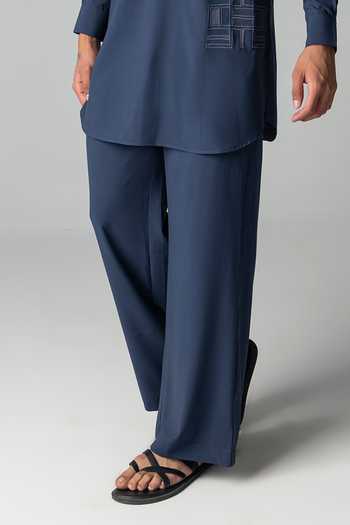 Buy_Amit Arora_Navy Crepe Placed Embroidered Kurta And Palazzo Set _Online_at_Aza_Fashions