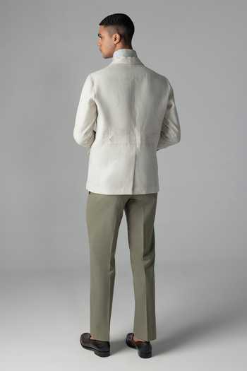 Shop_Amit Arora_Beige Linen Four Patch Pocket Shacket _at_Aza_Fashions