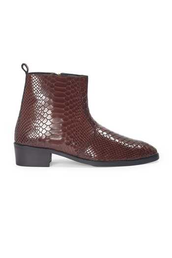 Domani_Brown Serpente Leather Boots _Online_at_Aza_Fashions