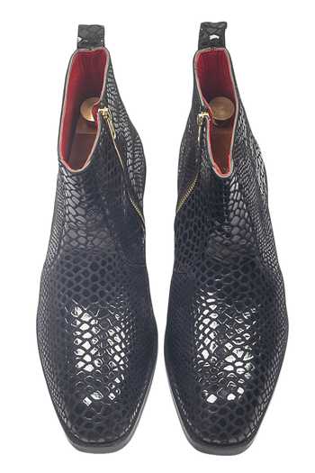 Shop_Domani_Black Obsidian Leather Boots _at_Aza_Fashions