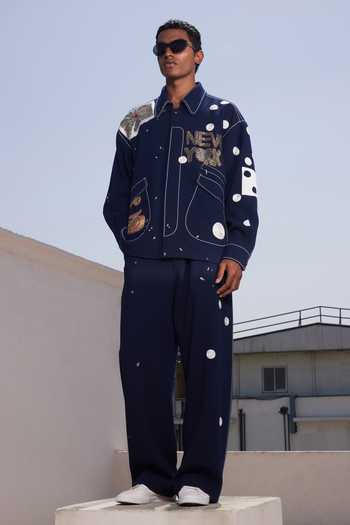 Shahin Mannan_White Suiting Telephone And Text Embroidered Jacket _Online_at_Aza_Fashions