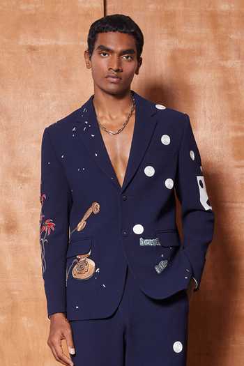 Buy_Shahin Mannan_Navy Suiting Straight Pant _at_Aza_Fashions