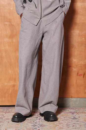 Shahin Mannan_Grey Solid Baggy Pant _Online_at_Aza_Fashions
