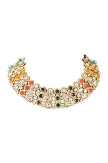 Auraa Trends_Multi Color Kundan Necklace Set _Online_at_Aza_Fashions