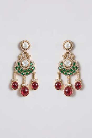 Auraa Trends_Green And Ruby Red Stone Necklace Set _Online_at_Aza_Fashions