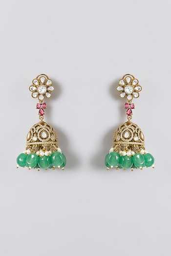 Auraa Trends_Pink Kundan Polki Choker Necklace Set _Online_at_Aza_Fashions
