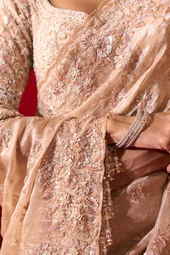 Shop_Azeera_Gold Tissue Embroidered Saree With Unstitched Blouse Piece _Online