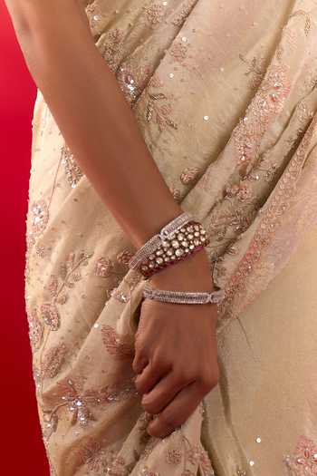 Shop_Azeera_Gold Tissue Surbhi Embroidered Saree With Unstitched Blouse Piece 
