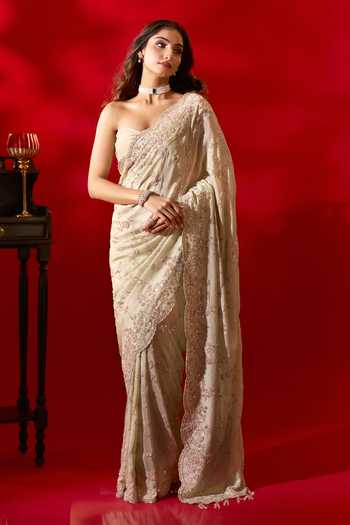 Azeera_Green Tissue Inayat Saree With Unstitched Blouse Piece 