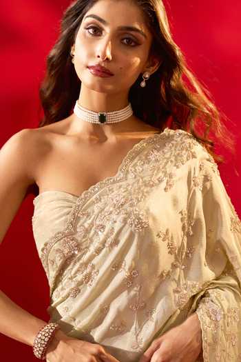 Azeera_Green Tissue Inayat Saree With Unstitched Blouse Piece 