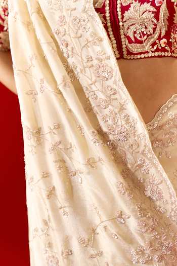 Azeera_Gold Tissue Inayat Embroidered Saree Unstitched Blouse Piece 