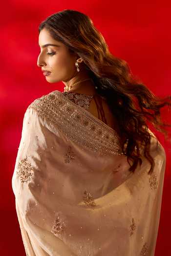 Buy_Azeera_Ivory Tissue Navneet Embroidered Saree With Unstitched Blouse Piece 