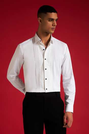 Buy_Philocaly_White Cotton Pristine Shirt _at_Aza_Fashions