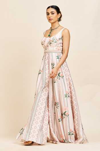 Issa Studio By Chetana & Swathi_Ivory Hanika Floral And Stripe Print Jumpsuit _Online_at_Aza_Fashions