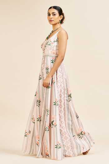 Buy_Issa Studio By Chetana & Swathi_Ivory Hanika Floral And Stripe Print Jumpsuit _Online_at_Aza_Fashions