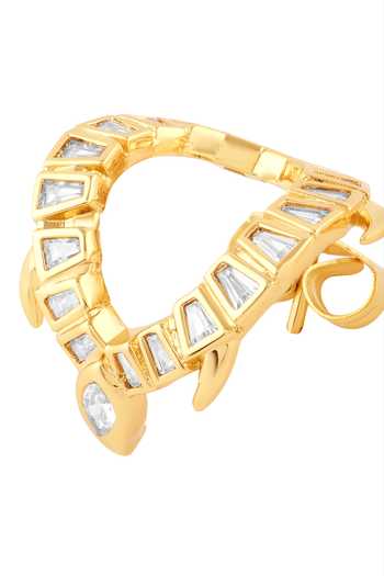 Isharya_Gold Plated Kachua Embellished Stud Earrings _Online_at_Aza_Fashions