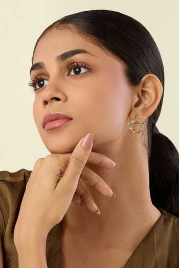 Buy_Isharya_Gold Plated Kachua Embellished Stud Earrings _at_Aza_Fashions