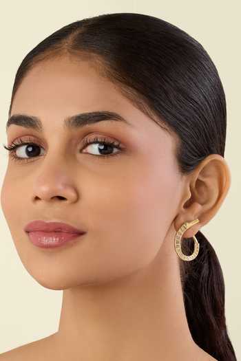Buy_Isharya_Gold Plated Axo Front Back Earrings _at_Aza_Fashions