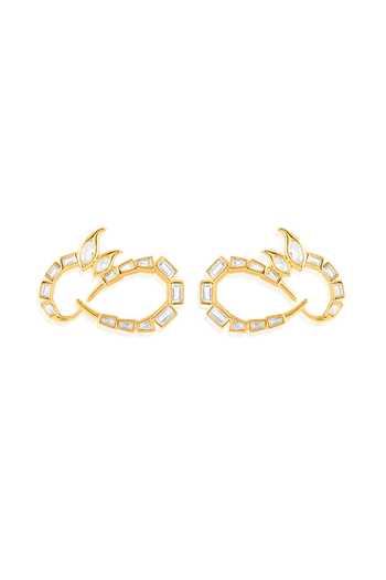 Shop_Isharya_Gold Plated Khargosha Statement Studs _at_Aza_Fashions