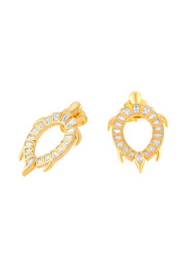 Isharya_Gold Plated Kurma Statement Stud Earrings _Online_at_Aza_Fashions