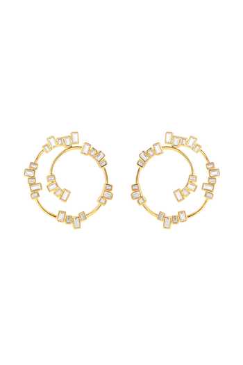 Shop_Isharya_Gold Plated Ghol Statement Earrings _at_Aza_Fashions