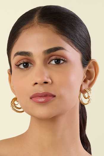Buy_Isharya_Gold Plated Aevy Triple Hoops _at_Aza_Fashions