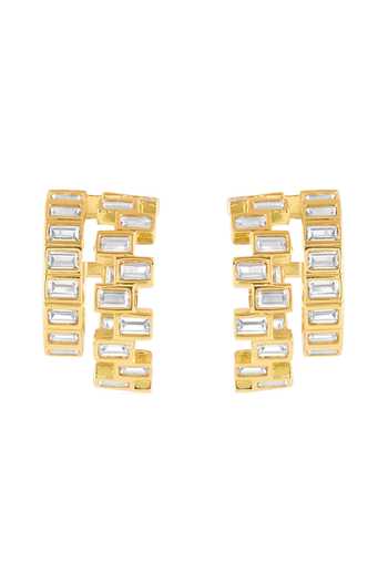 Shop_Isharya_Gold Plated Pavi Double Hoops _at_Aza_Fashions