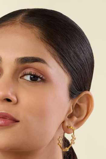 Buy_Isharya_Gold Plated Leel Statement Earrings _at_Aza_Fashions