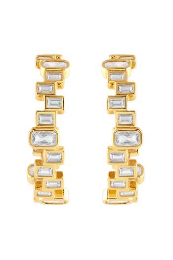 Shop_Isharya_Gold Plated Rasa Statement Earrings _at_Aza_Fashions