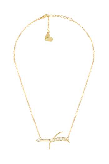 Shop_Isharya_Gold Plated Hamsi Embellished Pendant Necklace _at_Aza_Fashions