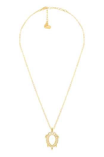Shop_Isharya_Gold Plated Koorma Embellished Pendant Necklace _at_Aza_Fashions