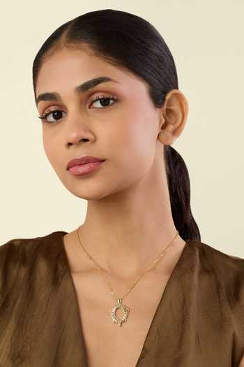Buy_Isharya_Gold Plated Koorma Embellished Pendant Necklace _at_Aza_Fashions