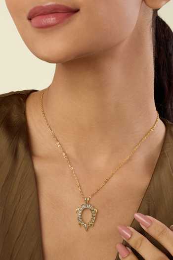 Shop_Isharya_Gold Plated Koorma Embellished Pendant Necklace _Online_at_Aza_Fashions