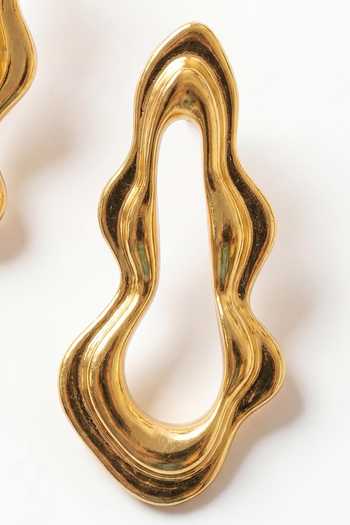 Mnsh_Gold Plated Asymmetric Earrings _Online_at_Aza_Fashions