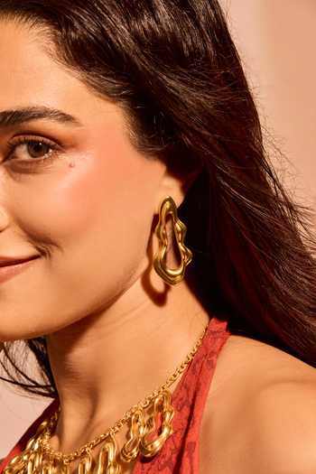 Buy_Mnsh_Gold Plated Asymmetric Earrings _Online_at_Aza_Fashions