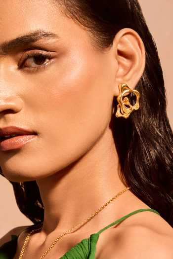 Buy_Mnsh_Gold Plated Fluid Shape Earrings _at_Aza_Fashions
