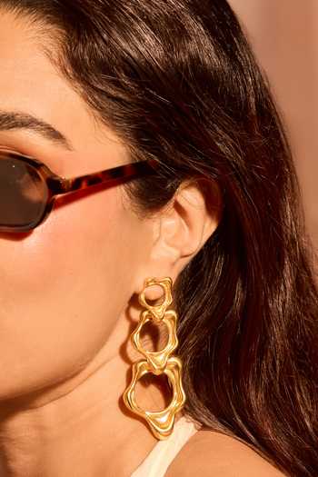 Mnsh_Gold Plated Fluid Element Earrings _at_Aza_Fashions
