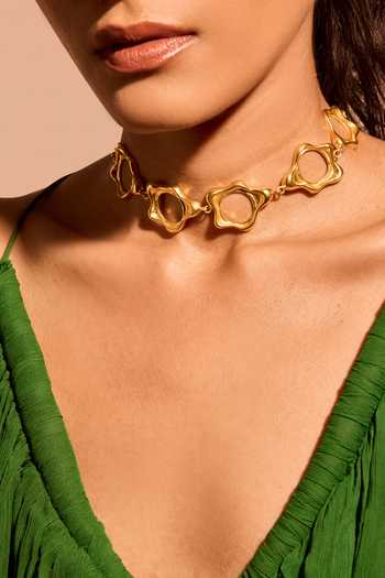 Buy_Mnsh_Gold Plated Sculptural Choker _Online_at_Aza_Fashions