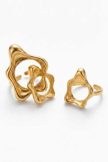 Shop_Mnsh_Gold Plated Aura Flow Rings - 2 Pcs _at_Aza_Fashions