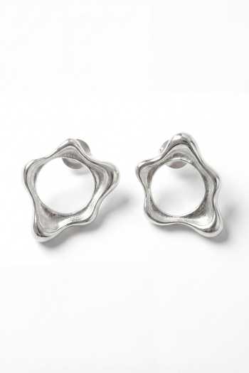 Mnsh_Silver Plated Fluid Stud Earrings _Online_at_Aza_Fashions