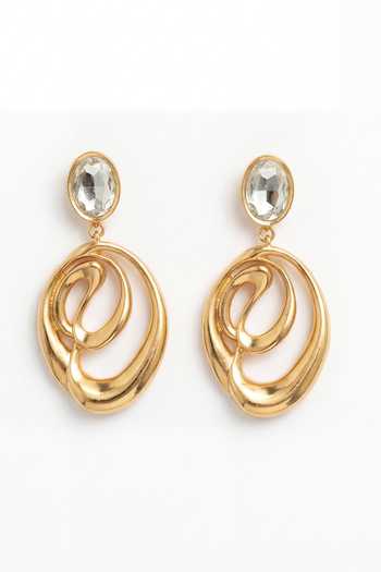 Mnsh_Gold Plated Mirror Stone Earrings _Online_at_Aza_Fashions