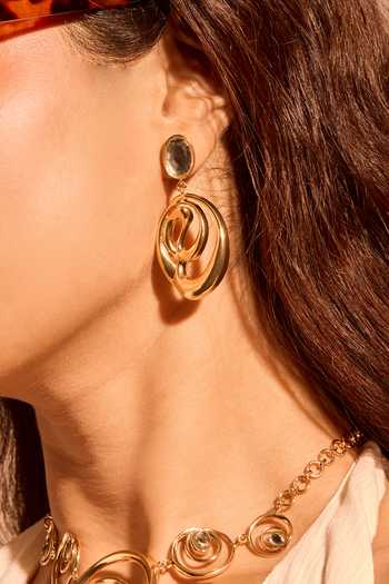 Shop_Mnsh_Gold Plated Mirror Stone Earrings _Online_at_Aza_Fashions