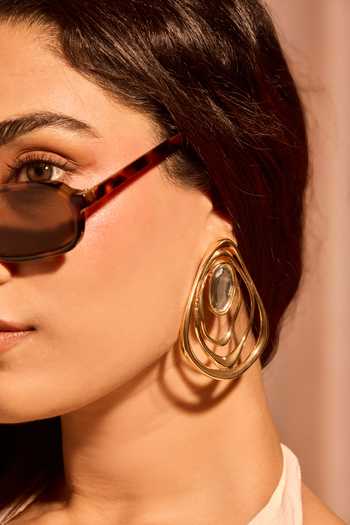 Mnsh_Gold Plated Flowing Loop Earrings _Online_at_Aza_Fashions