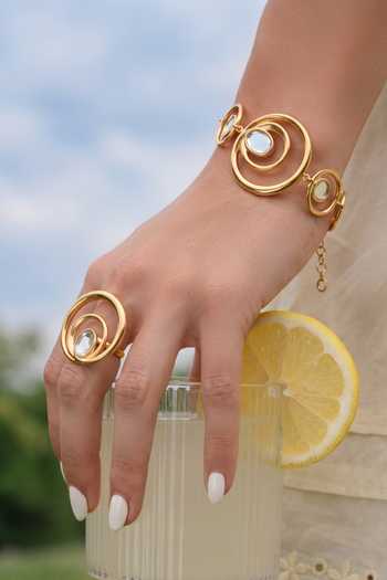 Buy_Mnsh_Gold Plated Curve Ring _Online_at_Aza_Fashions