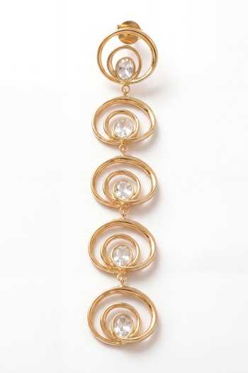 Mnsh_Gold Plated Mirror Stone Danglers Earrings _Online_at_Aza_Fashions
