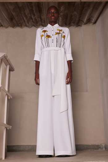Buy_Shahin Mannan_Ivory Narcissus Garden Jumpsuit With Belt _at_Aza_Fashions